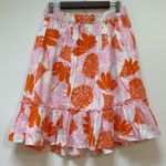 Lilly Pulitzer  Seeing Double Pink Orange‎ Linen Tiered Ruffle Skirt Size Medium Photo 0