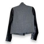 Vince Boucle Wool Moto Scuba Lamb Leather Sleeve Motorcycle Jacket Gray Women M Photo 2