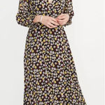 Madewell  Wrap-Front V-Neck‎ Maxi Dress in French Floral True Black Size 2 Photo 0