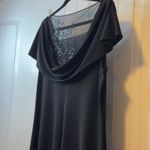 Scarlett Nite Black Embellished Mesh Neckline Cowl Neck Cap Sleeve Dress Sz 16 # Photo 3