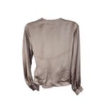 AQUA  Champagne‎ Satin Wrap Blouse XS Long Sleeve Tie Front Party Cocktail Top Photo 6