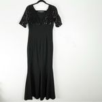 Calvin Klein Black Sequin Sleeves Hidden Back Zipper Lined Maxi Dress, Size 4 Photo 1