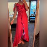 EXPRESS  Elegant Red Ruffle hi-lo Maxi Dress Photo 2