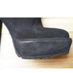 Prada Platform Black Suede Pull On Block Heel Booties Size EU 36 Photo 3