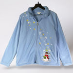 Coral Bay Coral Bay Fleece Jacket Women's L Snowman Winter Holiday Blue Vintage Photo 0