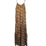 Trish Scully Leopard Print tiered Maxi Dress animal print Boho Western Fall Brown Size 10 Photo 4