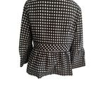 Nanette Lepore  Black White Gibgham Plaid Peplum Blazer Jacket Size 14 Photo 3