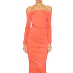 L'Agence NWT  Kamali Ruched Off-Shoulder Midi Dress Size Small Photo 7