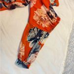 Lilian Floral Ruched Dress Woman’s Size 1X Deep V Neck Bold Orange Photo 12