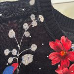 Cathy Daniels  Black Sweater with Red and Blue Floral Design XL Photo 6