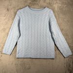 Peace Love World Sweater Cable Knit Pullover Crew Neck Warm Winter Blue XS Photo 1