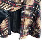 Cejon Brown & Red wool blend Poncho Button Up Collared plaid Cape Size M Photo 4