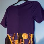 Elegant Purple and Black Chain Print Dress Size L Photo 6