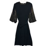 Vtg Jack Bryan Black Beaded Sleeve Midi Dress Sz L Evening Cocktail Shift Gown Size L Photo 1