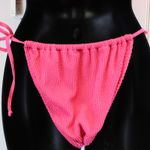 Good American NEW Always Fits Bikini Set One Shoulder Top Tiny Ties Bottom Pink Photo 10