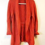 L.L.Bean  Cardigan Warm Orange Open Front Knit Sweater w/ Ribbed Trim Sz M EUC Photo 0