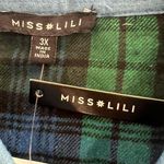 Miss Lili Plaid Denim Shirt Button Photo 8