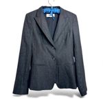 Max Mara VIRGIN WOOL Unstructured Single Breasted pocket dark grey Blazer sz 12 L Photo 1