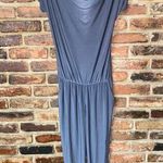 Perla Nera Gray Silver Metallic Short Sleeve Cowl Neck Jumpsuit Women's Size 8 Photo 0