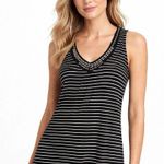 White House | Black Market  Rhinestone Striped V Neck Tank Top Small Black White Photo 0