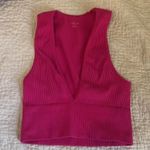 Urban Outfitters Out from Under | Hot Pink Ribbed Deep V Crop Top Bra Sz: Small Photo 0