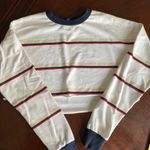 Forever 21  Cropped Sweatshirt Womens Medium Long Sleeved Striped Photo 0