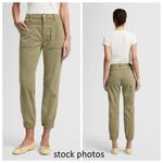 7 For All Mankind Darted Boyfriend Jogger Size 29 Sateen Army Green NWT Photo 1