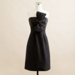 J.Crew  Mini Dress 2 Bow Monde Silk Taffeta Strapless Black Cocktail Party Event Photo 4