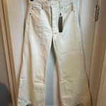 Tractr Blu Light Yellow Cropped Wide Leg Jeans with raw hem Photo 0
