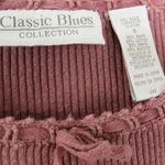 1990s Classic Blues Vintage Mauve Pink Ribbed Knit Sweater with Bow Small Photo 2