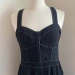 EXPRESS Jumpsuit Womens Sz 14 Black Topstitched Wide Leg Photo 2