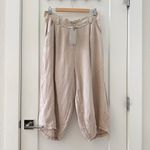 Poetry Barrel Trousers Gray Linen Cropped Paperbag Pants Relaxed Size 10 NWT Photo 1
