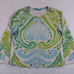 J. McLaughlin J. McLaughlin Catalina Cloth Women's Long Sleeve Top Floral Green Blue Sz Small Photo 0