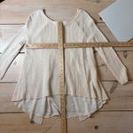 Anthropologie  Moth EUC Women's Cream Marled Knit Split Back Chiffon Sweater XS Photo 5