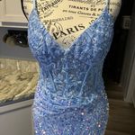 Elegant Blue Sequin Evening Gown Photo 1