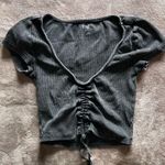 PacSun  Vintage Wash Ruched Tie Short Sleeve Ribbed Women’s Top Shirt Sz XS EUC Photo 3