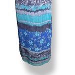 Vintage 90s Blue Floral Sleeveless Tropical Maxi Dress Size XL Sheer Scoopneck Photo 5