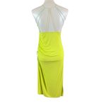 Free People Bright Green Ruched Bodycon Midi Dress M Y2K Festival Vacation Photo 2