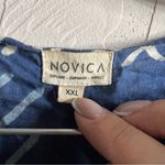 Novica 100% Cotton Blue Patterned Asymmetrical Sleeveless Lagenlook Tunic Top Photo 3