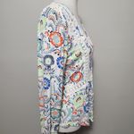 Red Camel Blue & White Floral Cochet Detail Bell Sleeve Knit Top Size Medium Photo 4