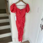 NWT Ronny Kobo Stevie Puff Sleeve Ruched Midi Dress in Petal Pink Size XS Photo 2