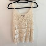 Fever Bohemian Cream Floral Crochet Lace Tank Top Large Photo 4