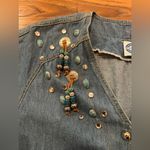 Vintage Deadstock 90s Denim Jewel Beaded Suede Tassel Western Button Down NWOT Size XL Photo 1