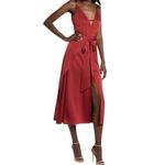 AMYLYNN Backless Satin Dress Jolie Satin Slip Dress in Burgundy Size Small Red Photo 14