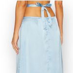 We Wore What Midi Skirt Women's Medium Light Blue Satin Tie Back A-Line NWOT Photo 1