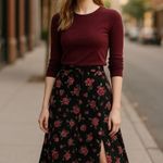 Dark Floral Maxi Skirt Chiffon Front Slits Romantic Coquette Dark Fairy Event Black Photo 0