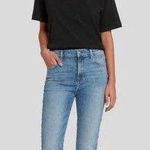 7 For All Mankind High Waist Slim Kick Destroyed Hem Jeans Size 26 Photo 0