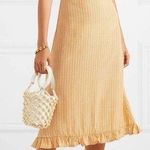 Faithfull the Brand Noemie MIDI Dress Yellow Striped Ruffle Tank Revolve US 6 Photo 0