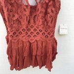Free People NWT Womens large rust orange Adella lace cross strap Cami tank top Photo 6