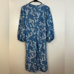 Goodnight Macaroon NWT Blue Floral Deep V-neck Button Up Midi Length Size Large Photo 7
